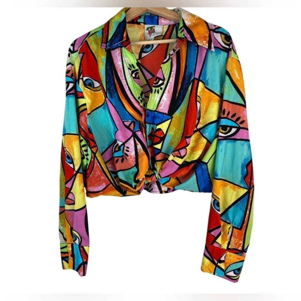Live 4 Truth Blue and Orange Crop Button Down Shirt